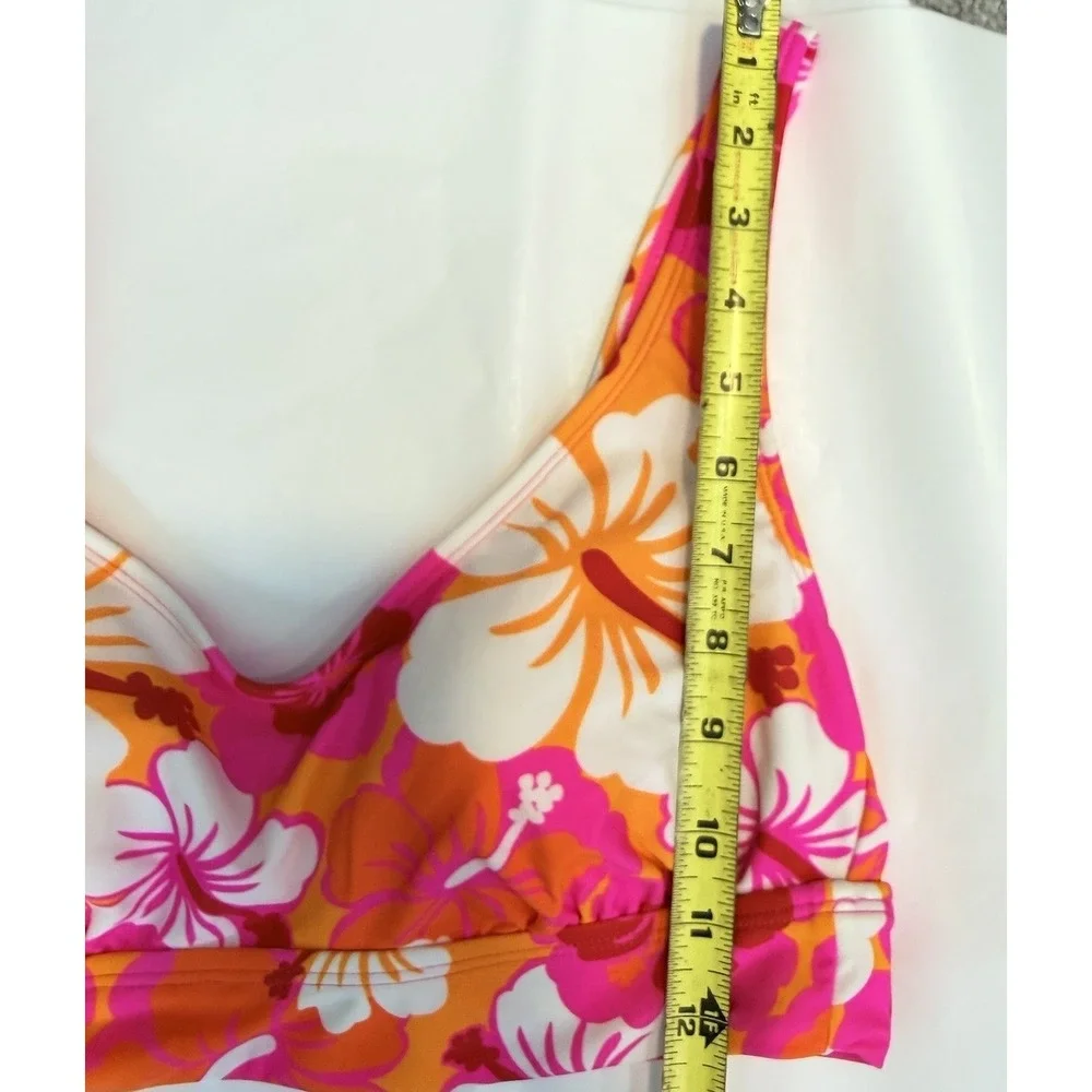 NWT Wild Fable Tropical Floral Bikini Swimsuit Top Womens L Pink Free Bottoms - Picture 3 of 11